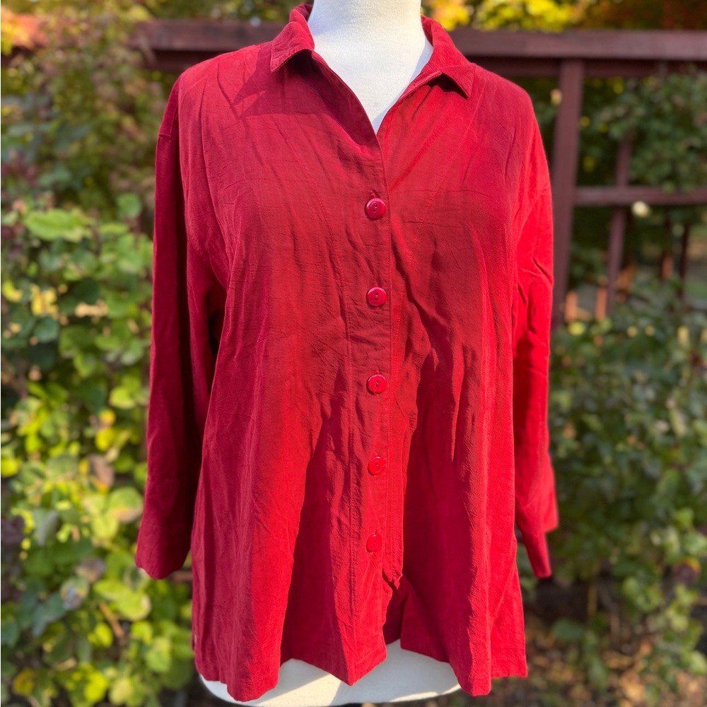 Vintage Tignanello Vibrant Red Button-Down Shirt